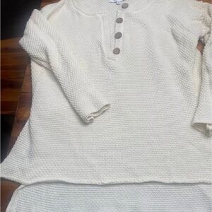 Cream Knit Sweater with Button Detail